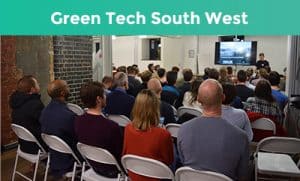 A shot from the back of the room of the first Green Tech South West meetup. 